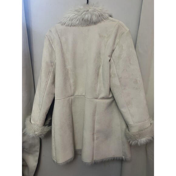 Vtg Mix It Woman’s Large Mid Length Ivory faux suede penny lane coat Peasant Y2k - Picture 4 of 8